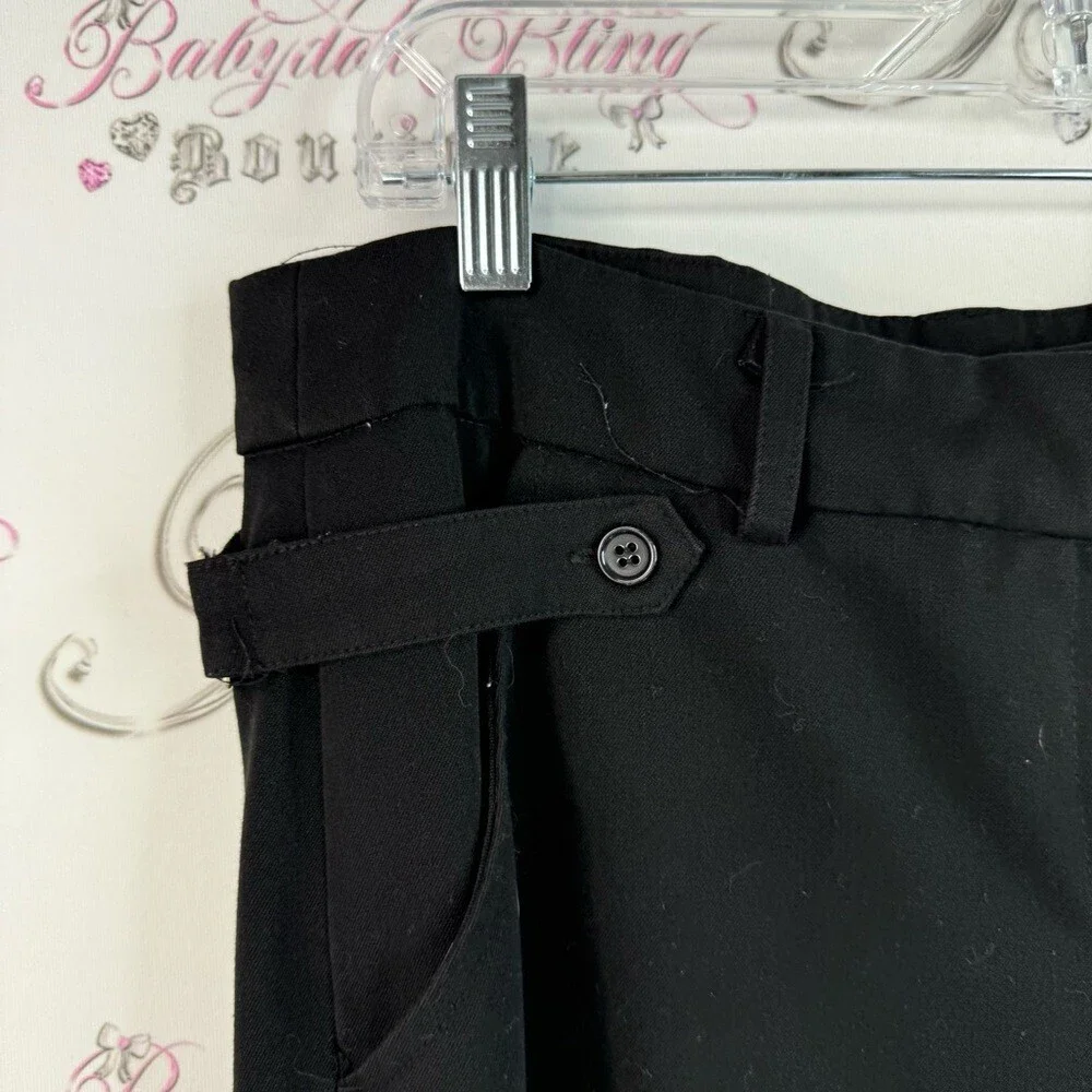 Smart Set pants wide leg buckle Black Boot-Cut Dress Pants with Waist Tab Detail